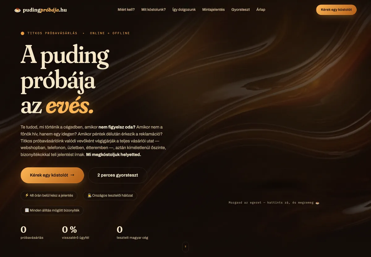 pudingprobaja.hu weboldal